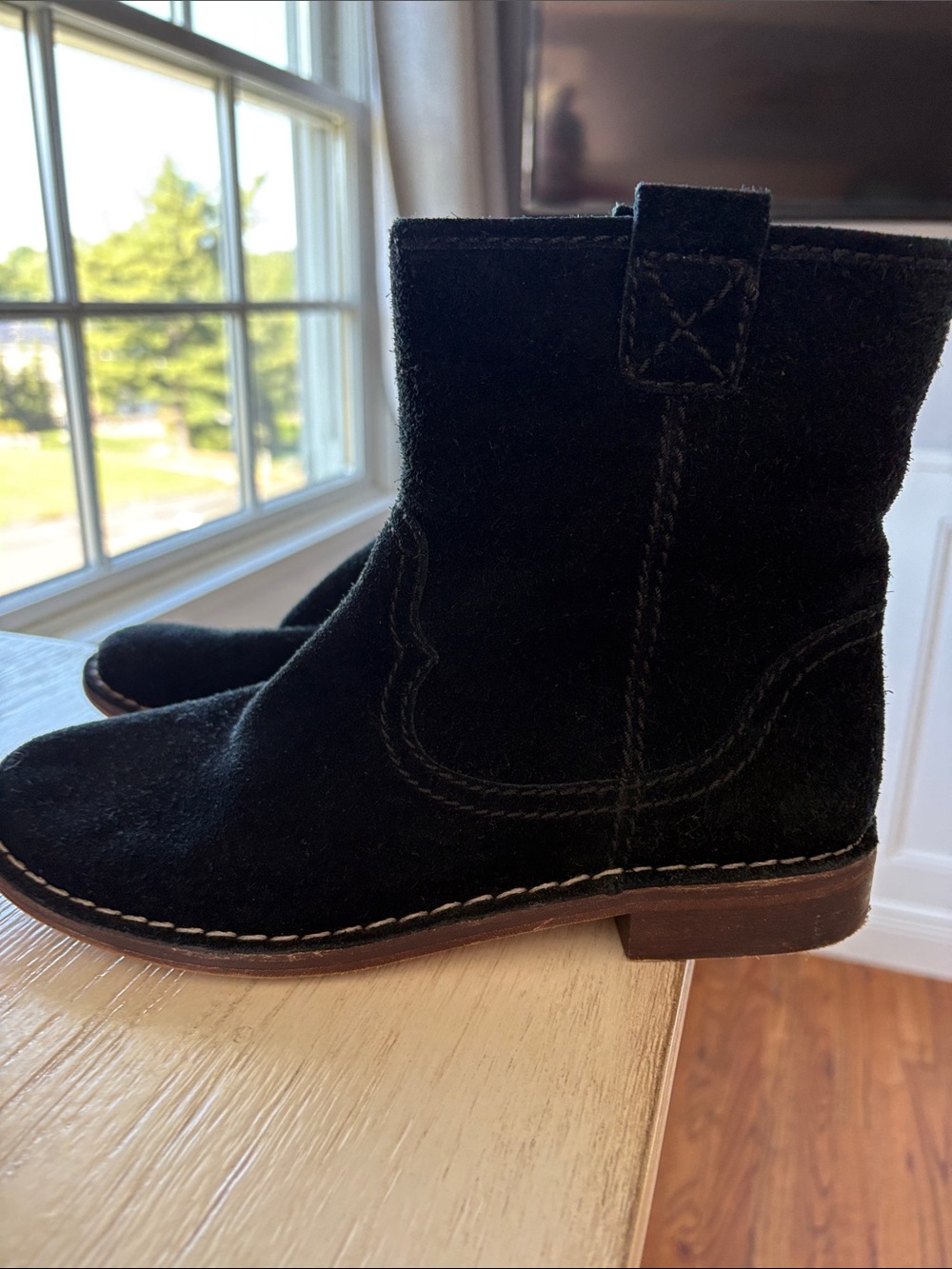 Clarks Black Suede Pull-On Ankle Boots